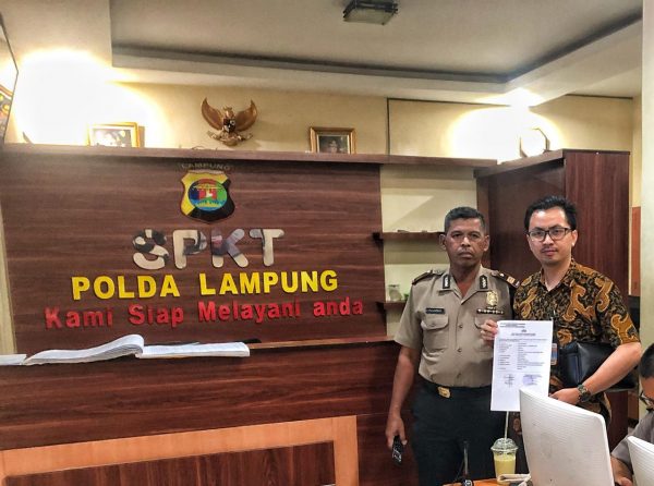 Pemred Ampera News Laporkan Karyawan PT Hadi Karya Ke Polda Lampung