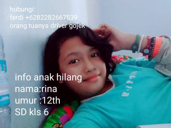 Info Anak Hilang: Putri Driver Ojek Online Rina Belum Pulang Sejak Rabu