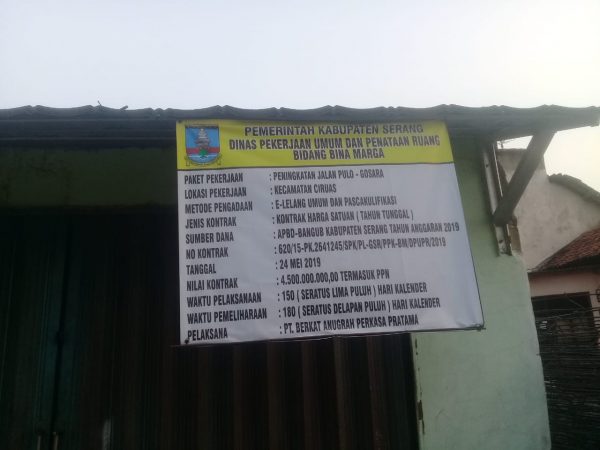 Marak Proyek “Mak Lampir” di Kabupaten Serang Dengan Kualitas “Amburadul”