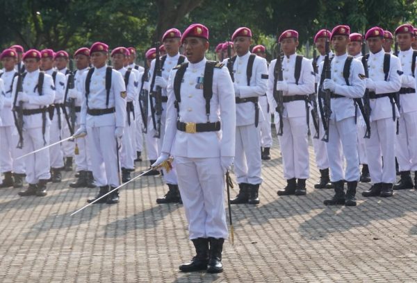 Pasukan Brigif 4 Marinir/BS Upacara HUT RI ke 74 di Markas