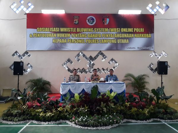 Polres Lampura Gelar Sosialisasi WBS Online dan Penyuluhan Hukum Bahaya Narkoba