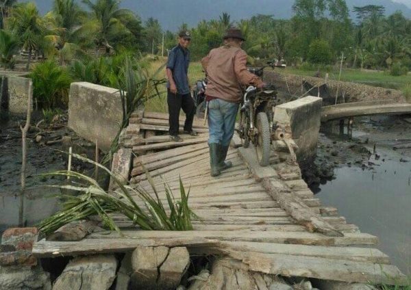 Jembatan Penghubung Pekon Karang Rejo-Kacapura Nyaris Putus Pemerintah Tanggamus Cuek