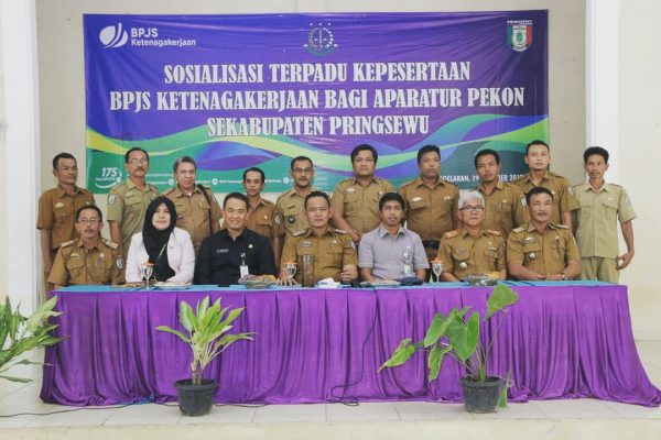 150 Kepala Kaur Pekon Tiga Kecamatan Mengikuti Sosialisasi Terpadu BPJS Ketenagakerjaan