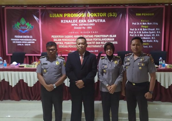 Teliti Psikotrapi Islam Untuk Korban Narkoba, Kompol Rinaldi Eka Saputra Lulus Promosi Doktor UIN Raden Intan