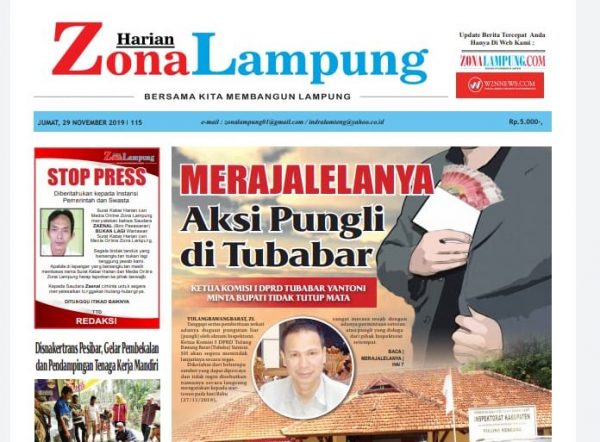 SKH Zona Lampung Salah Pasang Foto Stop Press, Pimpinan Redaksi Siap Ralat Dan Minta Maaf 