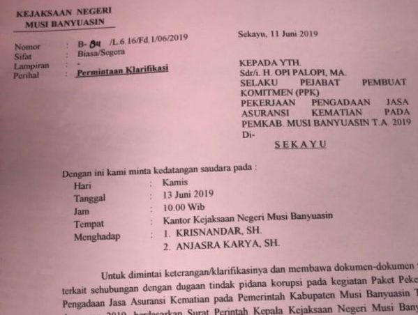 Dana Asuransi Kematian di Bagian Kesra Pemkab Muba Disoal LSM