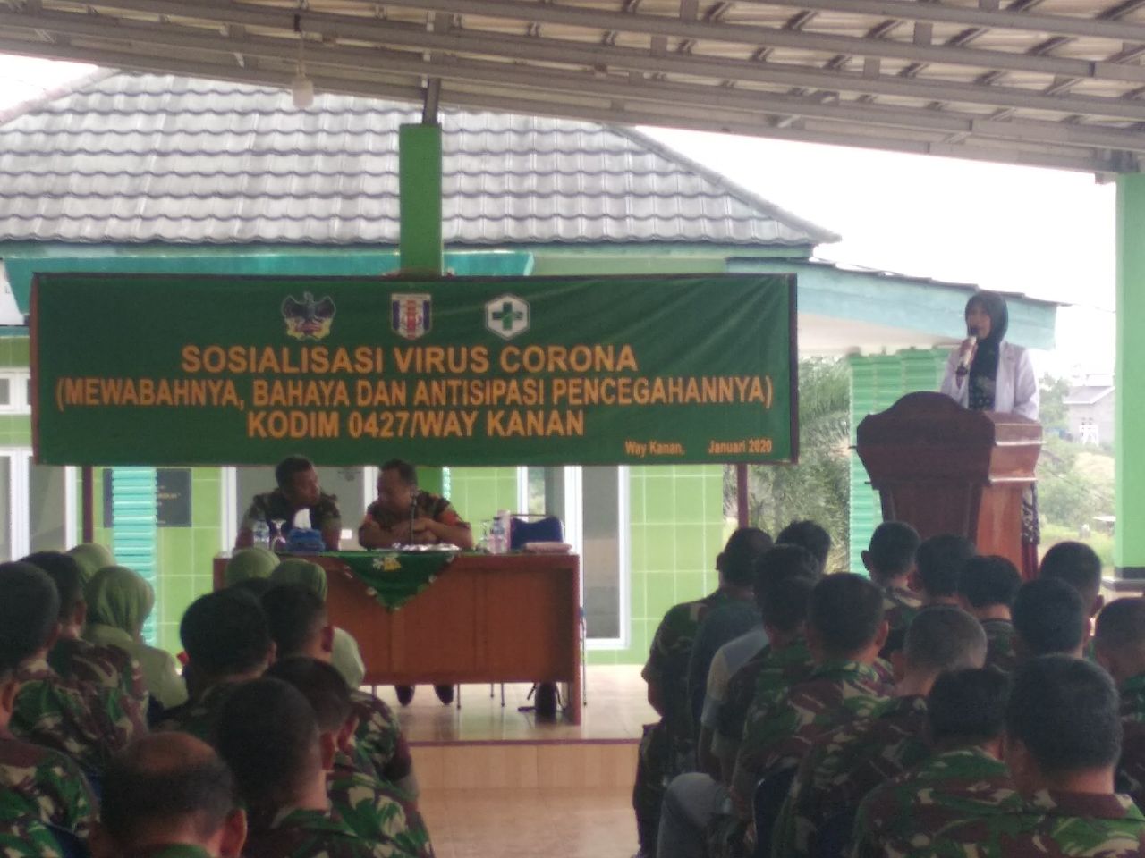 Kodim Way Kanan Sosialisasi Bahaya Virus Corona