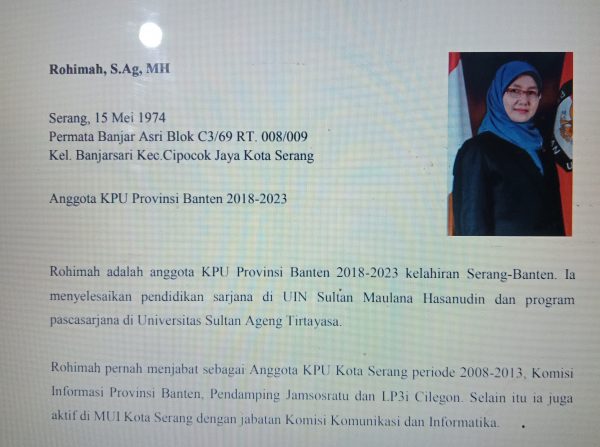 Anggota KPU Banten Rohimah Kena Sanksi DKPP