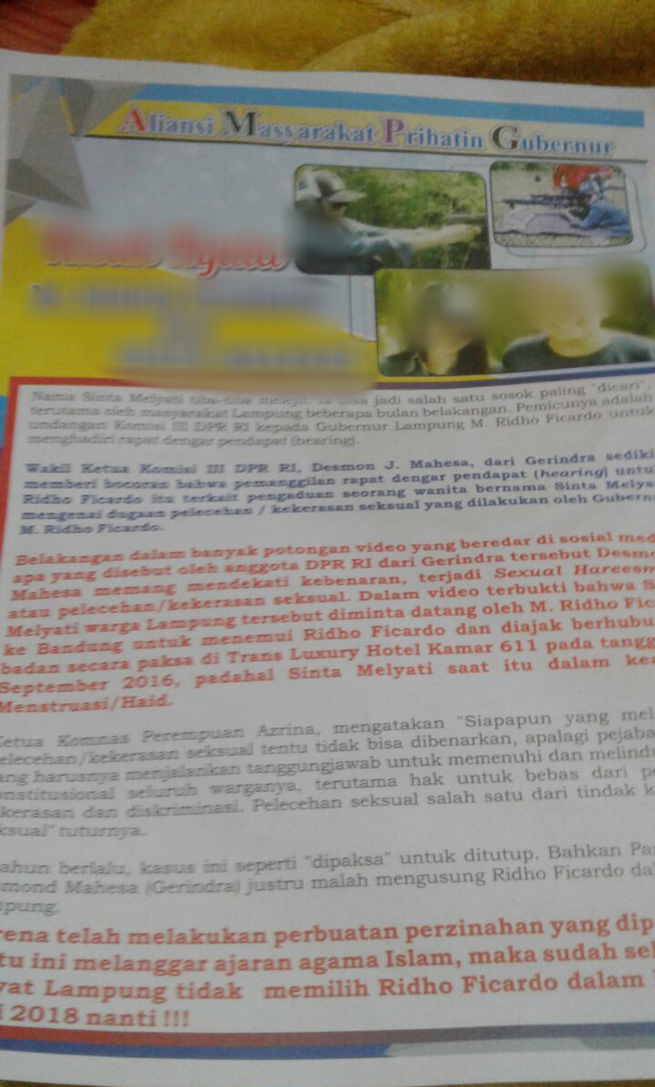 Polres Lampung Timur Tangkap Wartawan dan Mahasiswa Penyebar Selebaran Ridho-Shinta