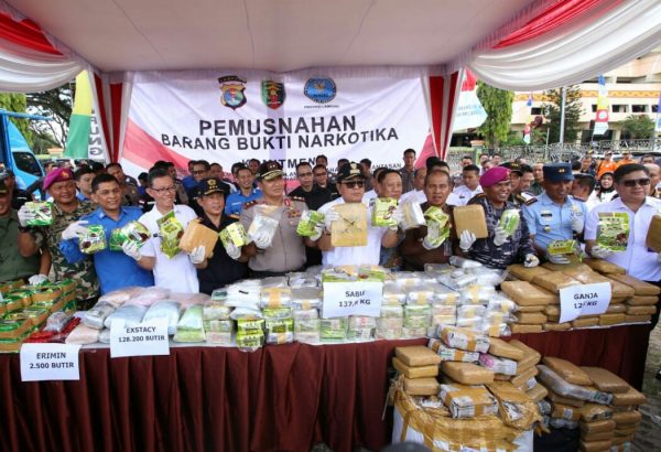 Lampung Musnahkan 179, 14 Kg Sabu, dan 128.200 Butir Pil Ektasy
