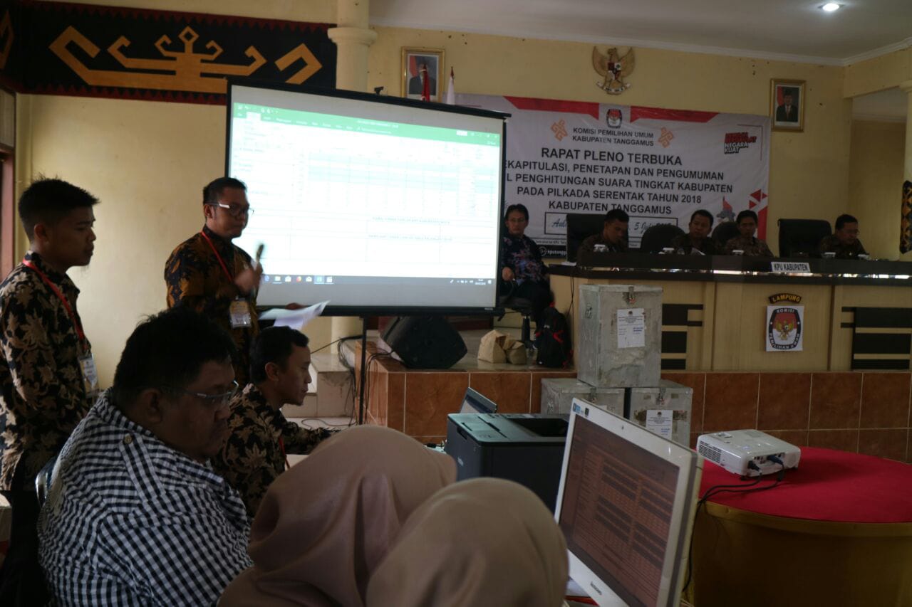 Hasil Pleno KPU Tanggamus, Pasangan Ridho-Bachtiar Duduki Posisi Teratas