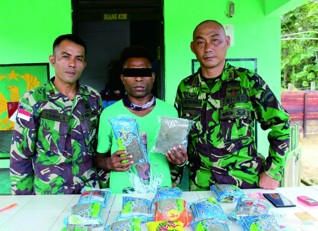 Lagi, Satgas Pamtas Papua Amankan Paket Ganja Siap Pakai