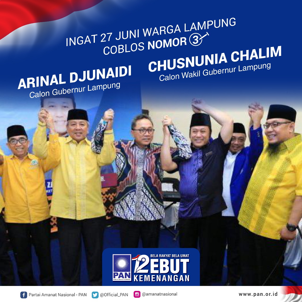 PAN Perintahkan Semua Kader Menangkan Arinal-Nunik di Pilkada Lampung