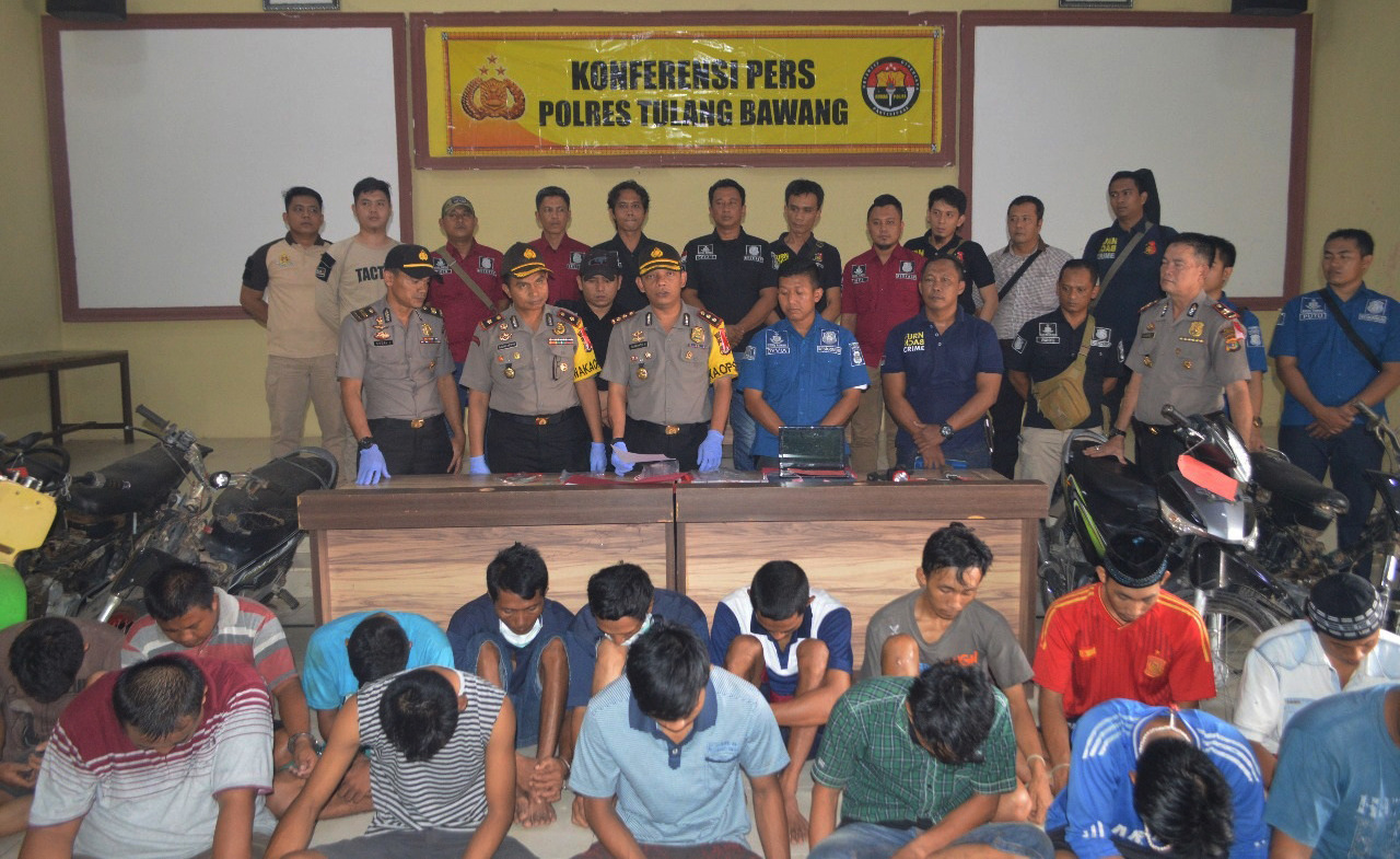 Polres Tulang Bawang Gelar Tangkapan 34 Tersangka Kasus C3