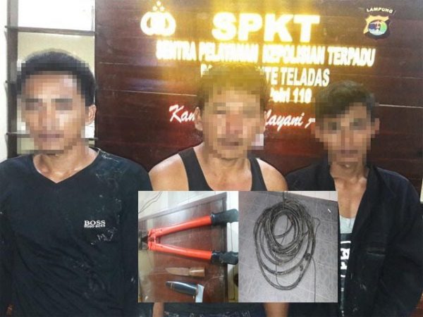 Tim Polsek Dante Mengamankan Tiga Pelaku Curat Kabel Travo PT. CPB