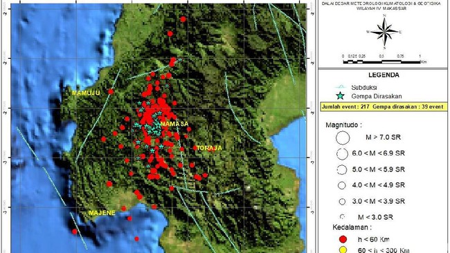 217 Gempa Mengguncang Mamasa Sepekan Terakhir