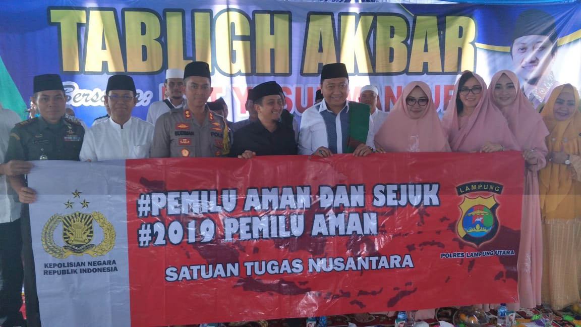 Silaturahmi Kamtibmas, Kapolres Lampung Utara Hadiri Tabligh Akbar Ustadz Yusuf Mansyur