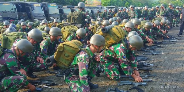 Jajaran Brigif 4 Mar/BS wilayah Lampung Melaksanakan Apel Pagi Organik