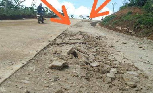 Baru Satu Bulan Selesai, Proyek PUPR Lampung di Pekon Ngurip Udah Hancur?