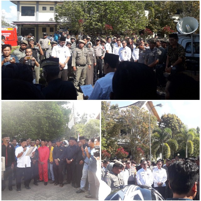 Tak Puas Dengan Kinerja Pemda, Kantor Bupati Kuansing Dikepung Ratusan Massa