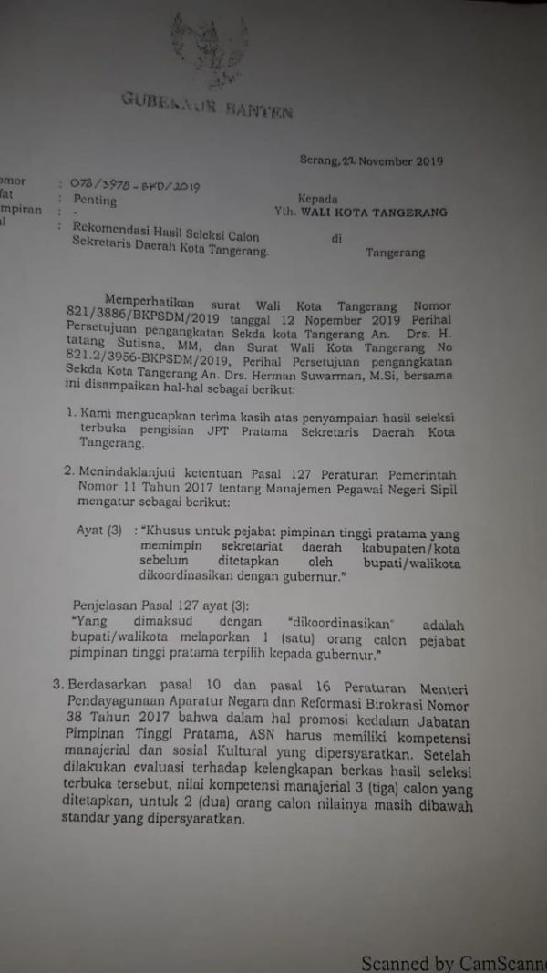 Adu Kuat Seleksi Sekda, Gubernur Banten Lampaui Kewenangannya?