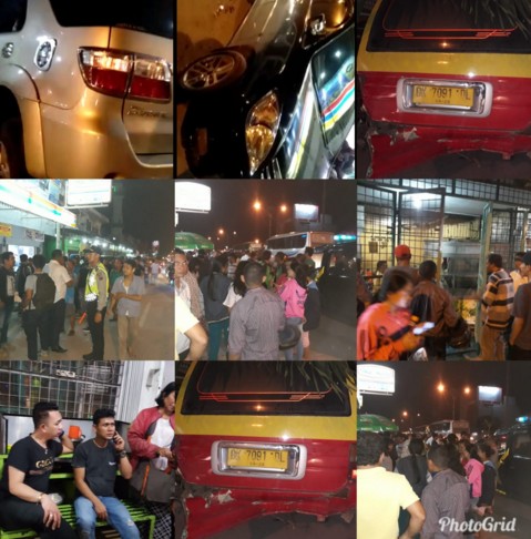 Mobil ‘Terbang’ Hantam 5 Kendaraan Lain dan 2 Warung