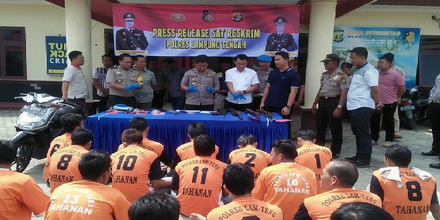 Polres Lamteng Amankan 15 Senpi dan 27 Tersangka, Selama Ops Sikat