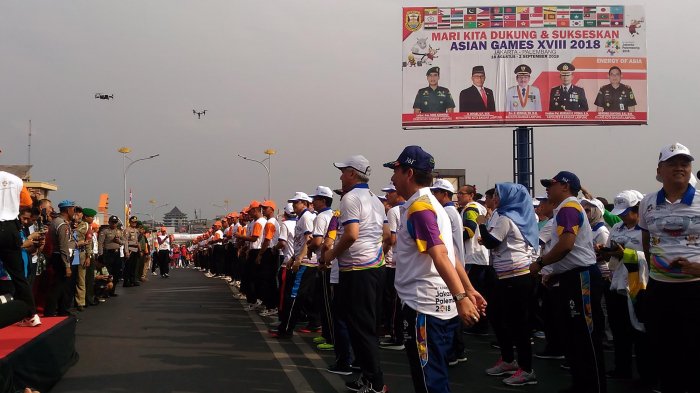 Sri Mulyani Dan Kapolda Lampung Senam Bersama Asian Games