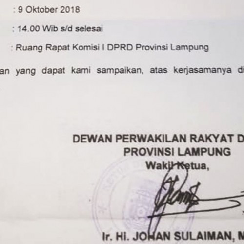 Surat Undangan Hearing Pansel Sekprov Lampung Diduga Palsu
