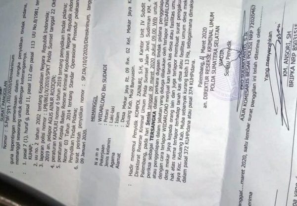 Calon Kepala Desa Kades Mekar Jaya Keluang Jadi Tersangka di Polda Sumsel