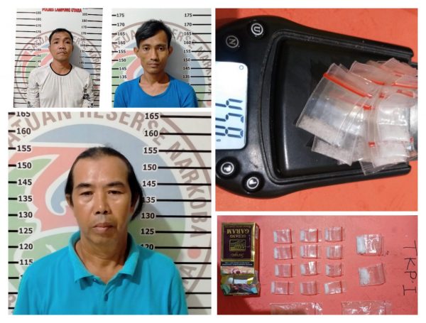 Tunggu Pembeli Datang Tiga Bandar Sabu di Lampura Ditangkap