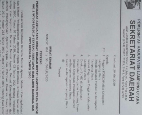 Meski ‘Harpitnas’, ASN Lampura Tetap Bekerja