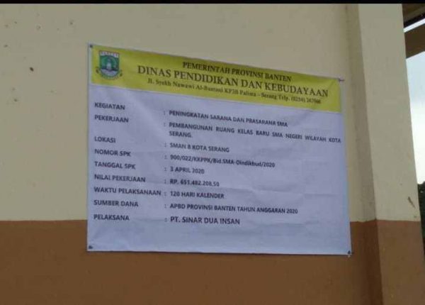 Tender RKB Empat SMAN Kota Serang Disdikbud Propinsi Banten Diduga Sarat “Konspirasi Hitam”