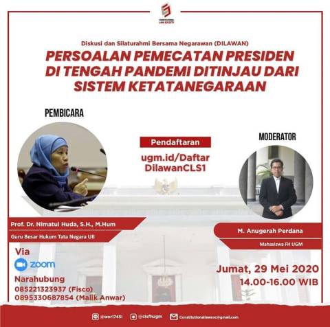 Nara Sumber Diskusi Pemecatan Presiden Guru Besar UGM Prof DR Ni’matul Huda SH Mum Diteror