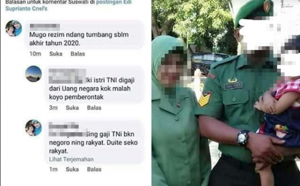 Istri Buat Status Semoga Rezim Segera Tumbang Anggota TNI-AD di Tahan 14 Hari