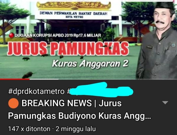 Siarkan Kabar Sepihak dan Mengarah Fitnah Sekwan DPRD Kota Metro Polisikan Pembuat Konten di Yutube