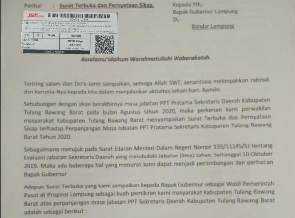 Tokoh Masyarakat Tolak Perpanjangan Jabatan Sekda Tulang Bawang Barat?