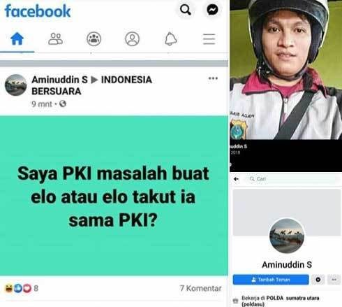 Pake Jaket Berlogo Polisi Akun Amirudin Unggah Tulisan “Gue PKI Masalah Buat Loh”