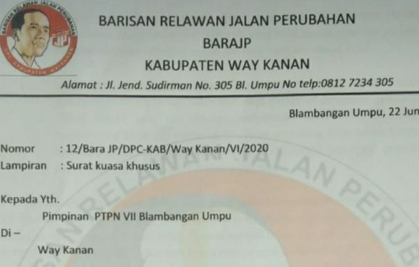 Relawan Jokowi Bersama Adat Buay Pamuka Pangeran Undik Ancam Duduki PTPN 7