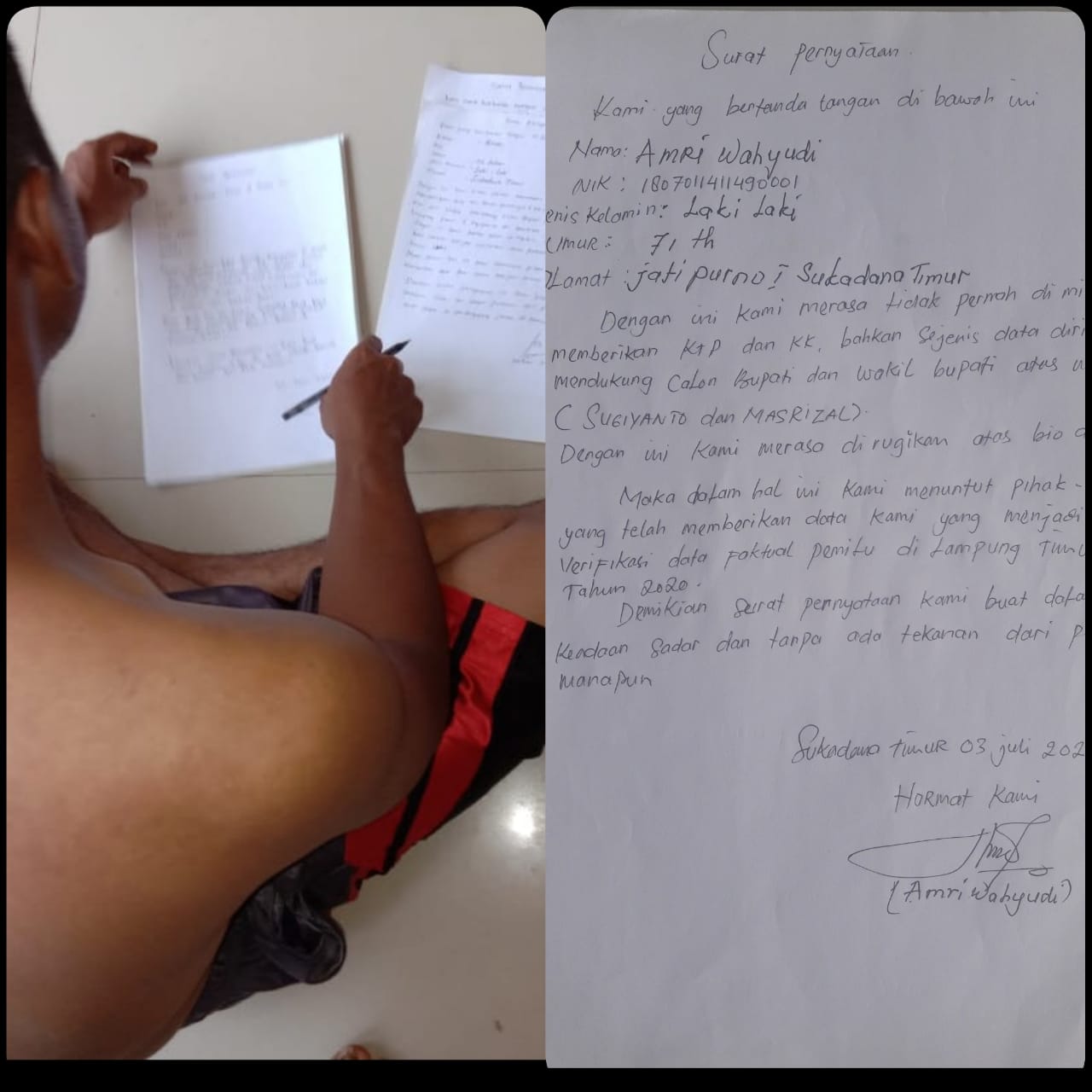 Dukungan Calon Independent Pasangan Sugiyanto-Masrizal Main Tembak Data Pendukung