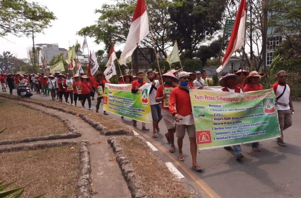 Protes PTP II Unjukrasa Jalan Kaki Petani Medan Ke Istana Tiba Singgah di Serang