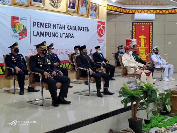 Kapolres Lampung Utara Hadiri Rangkaian Upacara Peringatan HUT RI ke-75 di Pemkab Lampung Utara