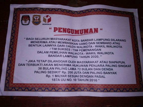 Bawaslu Minta KPU Bersikap Soal Logo Yang Dicatut Dalam Selebaran Pemda Kota Bandar Lampung