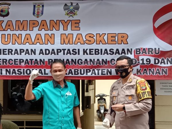 Tim Berani Hadiri Kampanye Penggunaan Masker di Polres Way Kanan