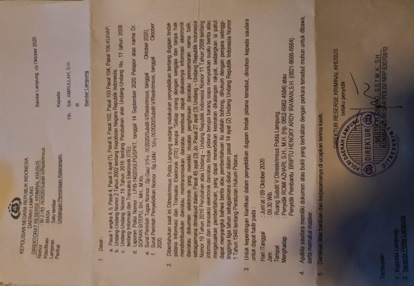 Usai Beberkan Laporan ke Mabes Polri dan KPK Terkait Aset Satono dan Alay Pengacara Amrullah Diguyur Empat Laporan Polisi