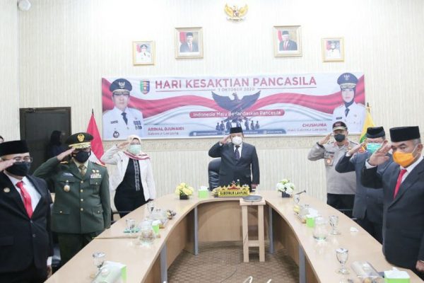 Gubernur dan Wagub Lampung Upacara Hari Kesaktian Pancasila Virtual Bersama Presiden