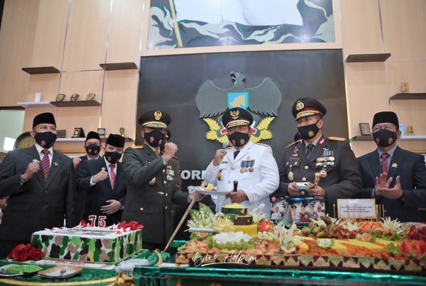 Gubernur dan Forkopimda Lampung Upacara HUT TNI ke-75 Virtual Bersama Presiden