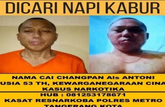 Gembong Narkoba Asal China Cai Changpan Yang Kabur Dari LP Tertangkap Tapi Sudah Tewas