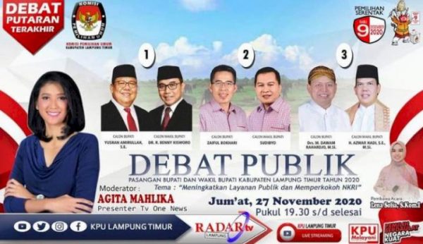 Tiga Calon Bupati Lampung Timur Debat Visi Misi Terakhir