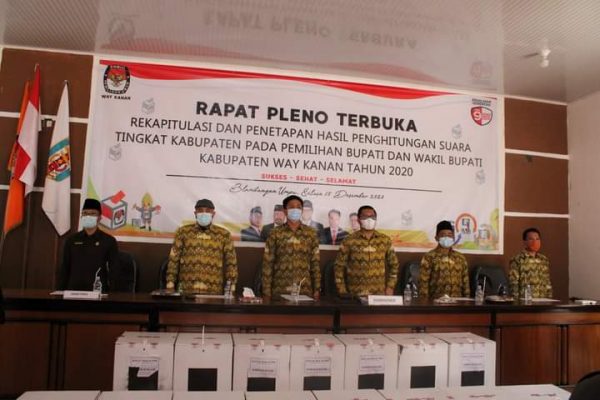 Pleno KPU Way Kanan Rampung Raden Adipati Surya Menang Telak 177.222 Suara